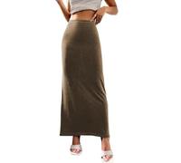 SOYNIA Faldas Mujer Media Falda De Mujer Falda De Mujer A La Cadera Color Puro Y Vestido Tobillero XXL Camel