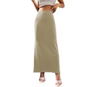 SOYNIA Faldas Mujer Media Falda De Mujer Falda De Mujer A La Cadera De Color Puro Y Vestido Tobillero M Khaki