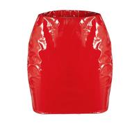 SOYNIA Faldas Mujer Minifaldas De Cuero PU para Mujer Cintura Alta con Cremallera Ajustado Faldas Lápiz Party Club Sexy Faldas Streetwear M Rojo