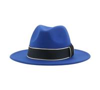 SOYNIA Fedora Trilby Gorras Masculinas Sombreros para Hombres Sombreros De Fieltro para Mujeres Sombrero De Fieltro Vintage Formal Boda Decorar Cinturón Banda Sombrero 52-54 Cm (Niños) Azul