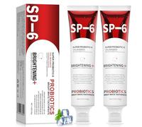 Sp-6 Pasta de Dientes Blanqueante Probiótica, 2 Piezas Ultra Blanqueamiento Dental, Dentífrico con 6 Probióticos, Encías Saludables, Sin Flúor, Aliento Fresco a Menta, 140g (A)