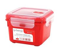 SP Berner Hermético SUPER LOCK MICRO 1,1 L., cuadrado, apto para cocinar al vapor en el microondas, ideal transporte y almacenamiento de alimentos, cierre clip, válvula y anillos de silicona