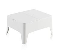 SP Berner - Mesa Auxiliar Alaska - Ligera, Apilable y Resistente - Uso Exterior - Con Cajón de Almacenaje - Fabricada en España con Plástico Reciclado - 58 x 48 x 30 cm - Blanca