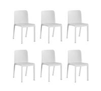 SP Berner - Pack de 6 Sillas Grana - Apilables, Ergonómicas y Resistentes - Uso Interior y Exterior - Fabricadas en España con Plástico Reciclado - Blanco