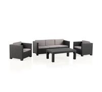 SP Berner - Set de Muebles de Jardín y Terraza Diva Tropea Color Grafito- Sofá 3 Plazas, 2 Sillones y Mesa de Centro - Fabricado en España con Plástico Reciclado