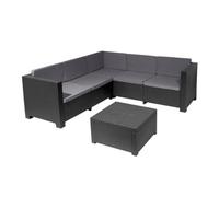 SP Berner - Set de Muebles de Jardín y Terraza Oasis Color Grafito - Tres Piezas - Sofá Canapé 3 y 2 Plazas y Mesa de Centro con Almacenaje - Fabricado en España con Plástico Reciclado