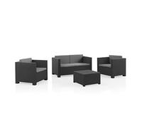 SP Berner Shaf - Diva Confort | Set Muebles de Salon Exterior - Conjunto Muebles Jardin Exterior 4 Plazas | Fabricado en España con Materiales Reciclados - Color Grafito