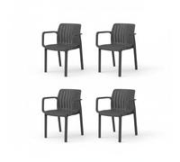 SP Berner SHAF - Pack 4 Sillas de Jardín Apilables Lea - Exterior Terraza y Catering - Plástico Reciclado Resistente UV - Diseño Ergonómico - Fabricadas en España - Antracita