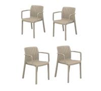 SP Berner SHAF - Pack 4 Sillas de Jardín Apilables Lea - Exterior Terraza y Catering - Plástico Reciclado Resistente UV - Diseño Ergonómico - Fabricadas en España - Topo