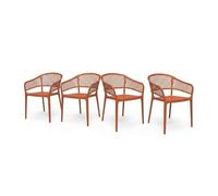 SP Berner SHAF - Pack 4 Sillas de Jardín Apilables Saona - Exterior Terraza y Balcón - Plástico Reciclado Resistente UV - Diseño Ergonómico - Fabricadas en España - Topo