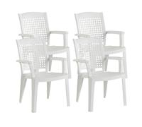 SP Berner SHAF - Pack 4 Sillas - Jardín Exterior y Terraza - Plástico Reciclado Resistente UV - Apilables - Modelo Metal - Blanco