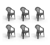 SP Berner SHAF - Pack 6 Sillas de Jardín Apilables - Exterior Terraza y Espacios Comerciales - Plástico Reciclado Resistente UV - Fabricadas en España - Modelo Menorca - Antracita
