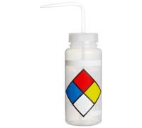 SP Scienceware Bel-Art F11716-0009 - Botellas de lavado de boca ancha con etiqueta de seguridad, 4 colores, 500 ml, polietileno con tapa de polipropileno natural