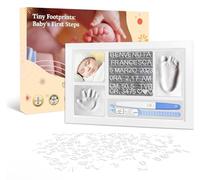 SP SEMPRE + Huella de manos y pies para recién nacidos, kit de marco personalizado para huellas de bebé, cuadro de nacimiento con letras y números