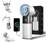 SP Space Player Ventilador portátil refrigerante-9000mAh Ventilador de Mano, recargable portátil con cable Type-C, pantalla LED con 100 niveles de velocidad continua, ángulo ajustable 135°-Blanco