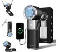 SP Space Player Ventilador turbo portátil de mano con refrigeración por hielo, ventilador personal recargable de 9000 mAh, viento de 100 velocidades, cable tipo C integrado, pantalla LED, inclinación