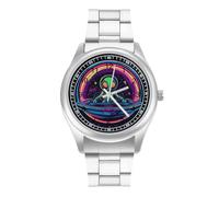 Spa-ce Alien - Reloj casual para hombre con correa de acero inoxidable y cuarzo de aleación