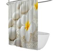 SPA de meditación Cortina de Ducha Flor pálida y Piedra Blanca Cortina de Ducha Temática de Naturaleza Decoración de baño Lavable Secado rápido 120 x 200 cm