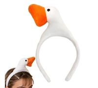 Spa Haarreifen Gesichtwaschen Gans - Niedliches Tier-Stirnband Aus Stoff Für Make-up, Hautpflege & Wellness | Elastisches Haarband Für Damen, Mädchen & Kinder, Weiß-Gelb, Leicht & Weich