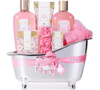 Spa Luxetique Cesta de Regalo para Mujer, Set de Baño y Ducha, Set de Spa para Hogar con 8 Piezas, Incluye Loción Corporal, Saled de Baño, Aceite Esencial, San Valentin Regalo de Belleza para Mujer