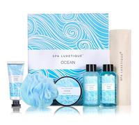 Spa Luxetique Juego de regalo de spa, juego de regalos de baño para hombres y mujeres, caja de regalo de viaje oceánico con gel de ducha, crema de manos, baño de burbujas, loción corporal, regalos de