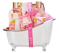 Spa Luxetique Set de Spa para el Hogar a Rosa, Set de Regalo de Baño, Regalos Pequeños para Mujer, Set de Baño y Ducha con 8 Piezas,Incluye Loción Corporal,Manteca Corporal, Bombas de Baño
