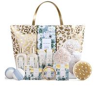 Spa Luxetique Set de Spa para Mujer, Cesta de Regalo a Jazmín Blanco, Set de Baño y Ducha, Set de Spa con 15 Piezas, Incluye Aceite Esencial, Sales de Baño, Regalos Originales para Mujer