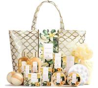 Spa Luxetique Spa cesta de regalo, canastas de regalo de vainilla para las mujeres, lujo 15 piezas baño set de regalo, sal de baño, baño de burbujas, belleza set de regalo para las mujeres.