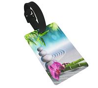 Spa, orquídea de arena y piedras de masaje en Le Jardin Zen Sunny Meditation 2 PC Etiquetas de equipaje de PVC Cubierta de privacidad Etiquetas de equipaje de silicona Etiquetas de maleta de viaje A