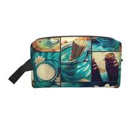 Spa Village of Floral Water Bath Sal Candles Print Travel Bag Toiletry Makeup Organizer for Women and Men, Large Capacity for Cosmetic, Accessories, Toiletries, Shampoo and Essentials
