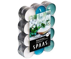 Spaas 0338333.999 24 Velas aromáticas de Colores Surtidos, ± 4,5 Horas-Minty Hammam, Cera de parafina, Aluminio Taza, Verde Esmeralda, D 39 mm x H 16 mm