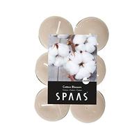 Spaas 10 x 12 Velas aromáticas en Paquetes Planos, ± 4,5 Horas - Cotton Blossom, Cera de parafina, Taza de Aluminio, Beige, D 39 mm x H 16 mm
