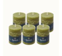 Spaas 6 velas rústicas sin perfume, 80/110 mm, ± 65 horas, color verde oliva