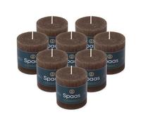 Spaas 8x Vela pilar rústica 70/70 mm 25 h, marrón oscuro