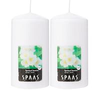 Spaas Vela cilíndrica perfumada, jazmín espiritual, ± 65 horas, color blanco, diámetro 80 mm x alto 150 mm (Paquete de 2)