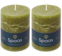 Spaas Vela pilar rústica, 80/110 mm, 65 h, color verde oliva (Paquete de 2)