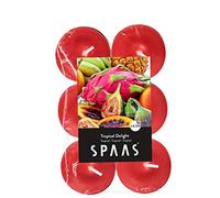 Spaas - Velas de té perfumadas (10 x 12 Unidades, Cera de parafina, Tapa de Aluminio, 39 x 16 mm), Color Rojo