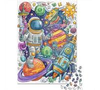 Space Adventure Astronaut and Rocket in Outer Space Puzzle Imposible,desafío for Adults Entretenimiento Creativo 1000 Piezas Obra De Arte De Juego De para Adultos Y Niños 70x50cm/1000pcs