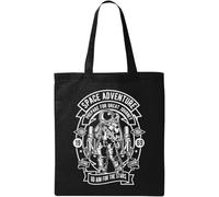 Space Adventure Astronaut Prepare for Great Journey - Bolsa de algodón ecológico natural, color negro, Black, Talla única