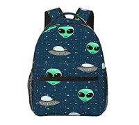 Space Alien And Ufo Head Art Daypack Bolso de hombro antirrobo multiusos ligero Bolso de libro para computadora portátil de gran capacidad Mochila con correas de hombro ajustables