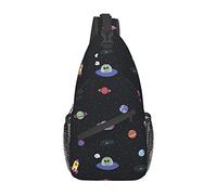Space Aliens Rockets Black Sling Bag para Mujeres Hombres Crossbody Mochila Ciclismo Senderismo Daypack Hombro Pecho Bolsa