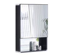 Space - Armario de aluminio con espejo de baño con estantes, almacenamiento de tocador negro para inodoros, 40 x 13 x 68 cm, elegantes armarios con espejo para organización del hogar