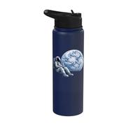 Space Astronaut On The Moon Drinking Coffee Stainless Steel Insulated Water Bottle