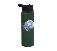 Space Astronaut On The Moon Drinking Coffee Stainless Steel Insulated Water Bottle