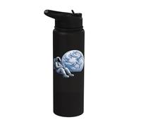 Space Astronaut On The Moon Drinking Coffee Stainless Steel Insulated Water Bottle