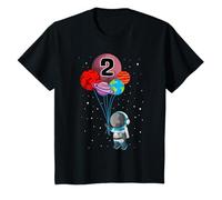 Space Birthday Holding Planetas Astronauta 2do Cumpleaños Cohete Camiseta