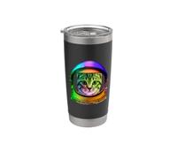 Space Cat Astronaut In Galaxy Funny Cats Lover Vaso térmico de acero inoxidable de doble pared