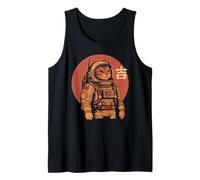 Space Cat Good Luck Japonés 1950 Retro Estética Kawaii Camiseta sin Mangas