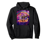 Space Cat Lover Riding Dinosaurio T Rex Unicorn Pizza Taco Sudadera con Capucha