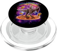 Space Cat Riding Dinosaur T Rex Unicorn on Pizza and Taco PopSockets PopGrip para MagSafe